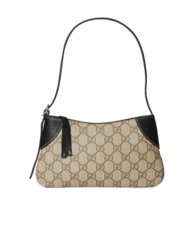 Gucci Gg Emblem Super Mini Shoulder Bag In Brown