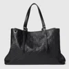 Gucci Women Gg Emblem Large Leather Tote In Black
