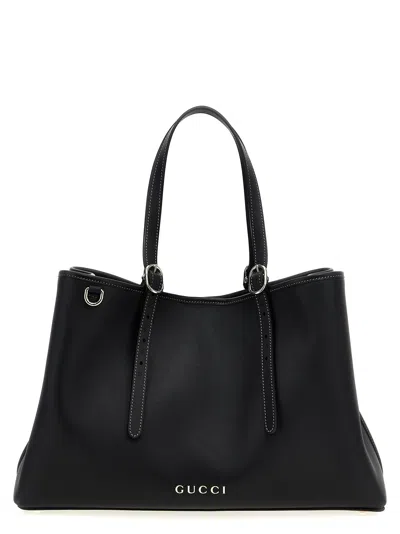 Gucci Gg Emblem Tote Bag Black In Red