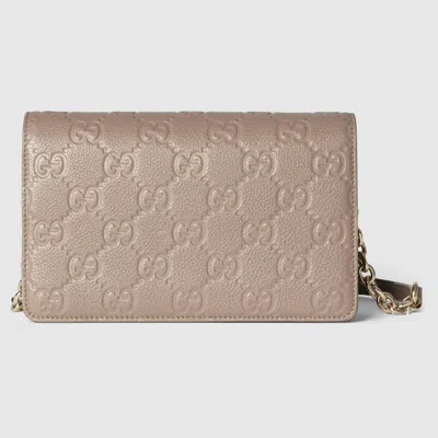 Gucci Gg Emblem Super Mini Shoulder Bag In Neutral