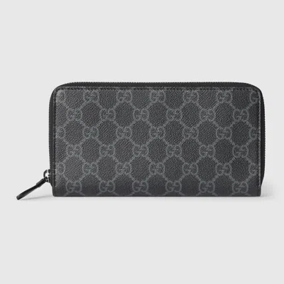 Gucci Gg Emblem Zip Around Wallet In Black