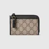 Gucci Gg Emblem Zip Card Case In Beige