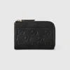 Gucci Gg Emblem Zip Card Case In Black