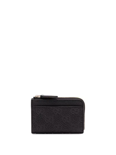 Gucci `gg Emblem` Zip Card Case In Black  