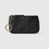 Gucci Gg Emblem Zip Key Case In Black
