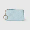 Gucci Gg Emblem Zip Key Case In Blue