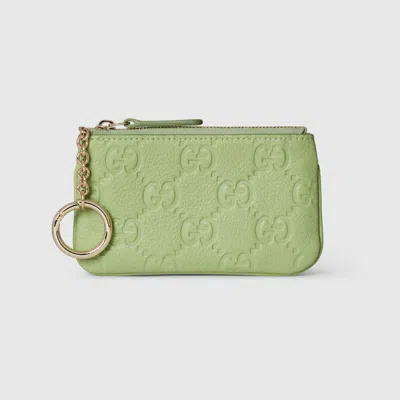 Gucci Gg Emblem Zip Key Case In Green