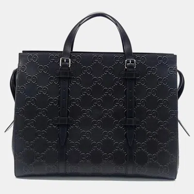 Pre owned Gucci Gg Emboss Tote Bag In Black ModeSens