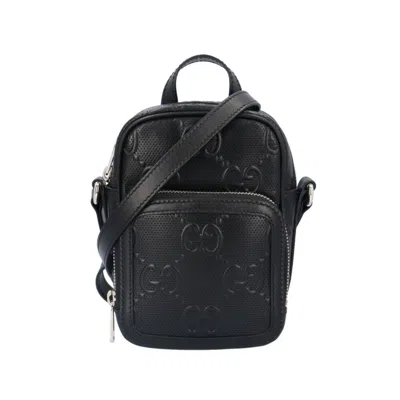 Gucci Gg Embossé Black Leather Shoulder Bag ()