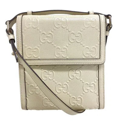 Gucci Gg Embossé White Leather Shoulder Bag () In Neutral