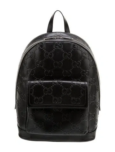 Pre-owned Gucci Gg Embossed Backpack In Black