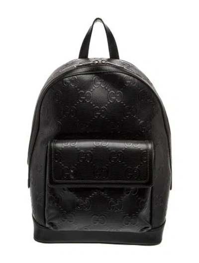 Pre-owned Gucci Gg Embossed Backpack In Black