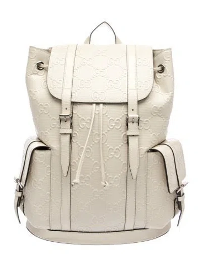 Pre-owned Gucci Gg Embossed Backpack In Neutral