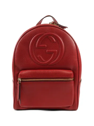 Pre-owned Gucci Gg Embossed Backpack In Red