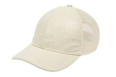 Pre-owned Gucci Gg Embossed Baseball Hat White