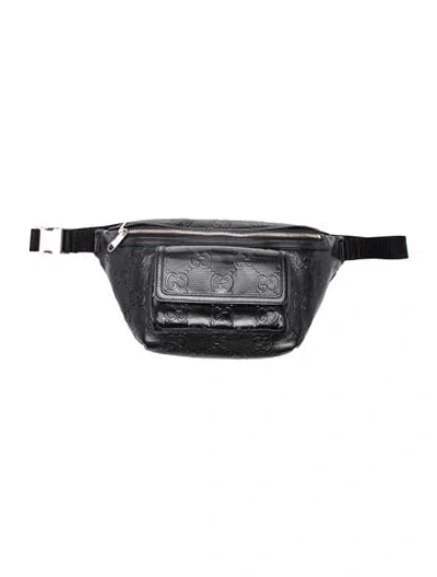 Pre-owned Gucci Gg Embossed Belt Bag In Black