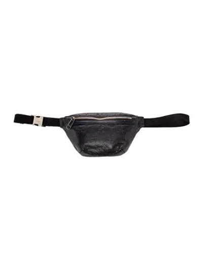 Pre-owned Gucci Gg Embossed Belt Bag In Black