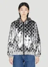 Gucci Shiny Finish Hooded Jacket With Elasticated Cuffs In Silver