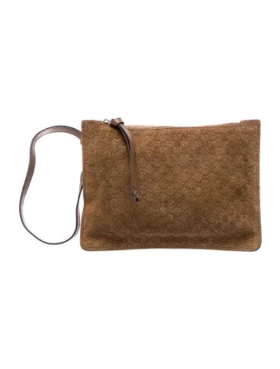 Pre-owned Gucci Gg Embossed Clutch In Brown