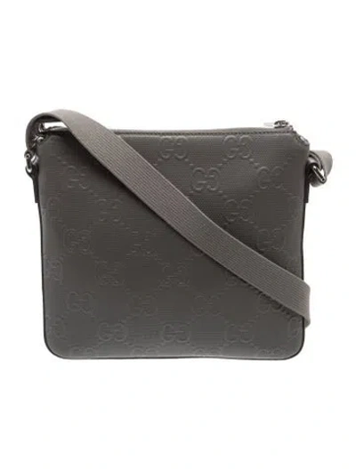 Pre-owned Gucci Gg Embossed Embossed Shoulder Bag In Gray