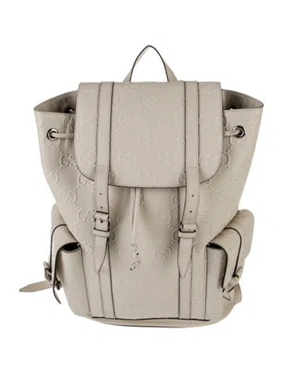 Pre-owned Gucci Gg Embossed Gg Embossed Backpack In Neutral
