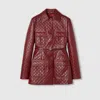 Gucci Gg Embossed Leather Jacket In Burgundy