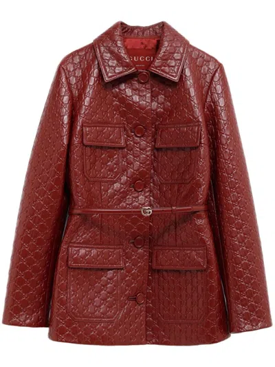 GUCCI GG-EMBOSSED LEATHER JACKET