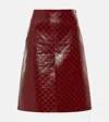 Gucci Gg Embossed Leather Midi Skirt In Red