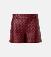 Gucci Gg Embossed Leather Shorts In Burgundy