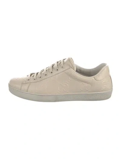 Pre-owned Gucci Gg Embossed Leather Sneakers In Neutral