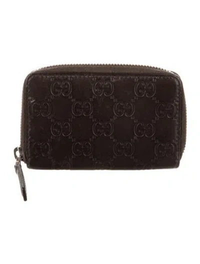 Pre-owned Gucci Gg Embossed Leather Wallet In Brown
