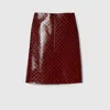 Gucci Women Midi Skirt With Embossed Gg Motif In Brown