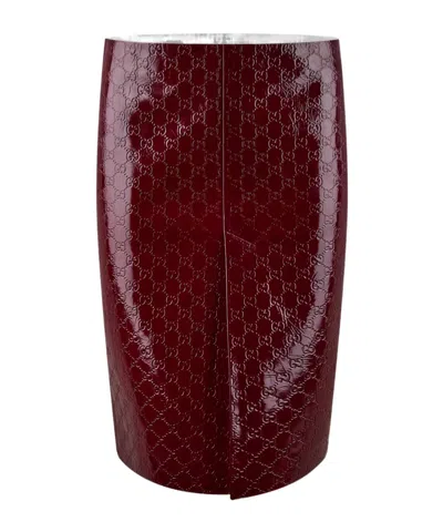 Gucci Gg Embossed Mid-length Skirt In Burgundy