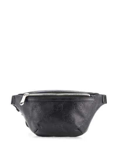 Pre-owned Gucci Gg Embossed Perforated Leather Small Belt Bag In Black