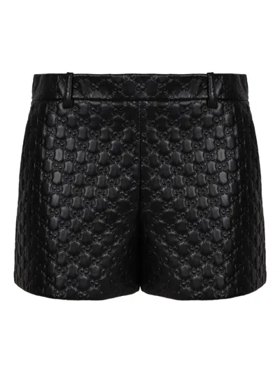 Gucci Gg-embossed Shorts In Black