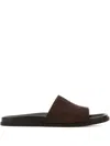 Gucci Brown Suede Open-toe Sandals With Logo Pattern
