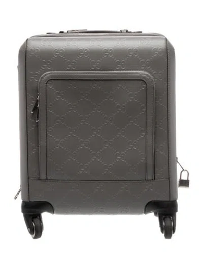 Pre-owned Gucci Gg Embossed Small Cabin Trolley In Gray