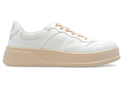 Pre-owned Gucci Gg Embossed Sneaker Beige (women's) Sneakers In White