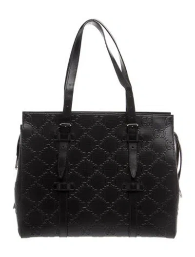 Pre-owned Gucci Gg Embossed Tote Medium In Black