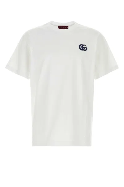 GUCCI GUCCI GG EMBROIDERED LOGO T SHIRT