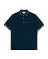 Gucci Cotton Polo Shirt With Embroidery In Blue