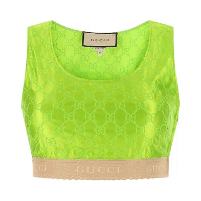 Pre-owned Gucci Gg Embroidered Silk Vest 'green' | Women's Size 38