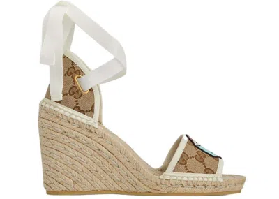 Pre-owned Gucci Gg Espadrille With Patch White (women's) Sneakers In Beige