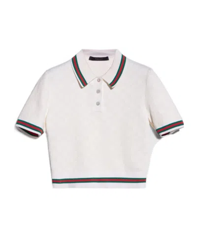 Gucci Gg Extra Fine Cotton Jacquard Polo Shirt In White