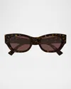 Gucci Gg Extruded 53mm Acetate Cat-eye Sunglasses In Brown