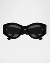 Gucci Gg Extruded 53mm Geometric Acetate Sunglasses In Black