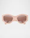 Gucci Gg Extruded 53mm Geometric Acetate Sunglasses In Pink