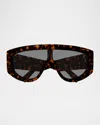 Gucci Gg Extruded 99mm Acetate Shield Sunglasses In Brown