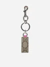GUCCI GG FABRIC AND LEATHER KEYCHAIN