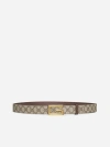 GUCCI GG FABRIC AND LEATHER REVERSIBLE BELT